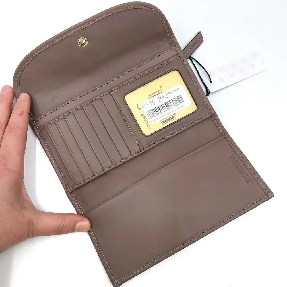 Dooney & Bourke Camden Woven Continental Clutch Wallet‎ Taupe Leather Folded